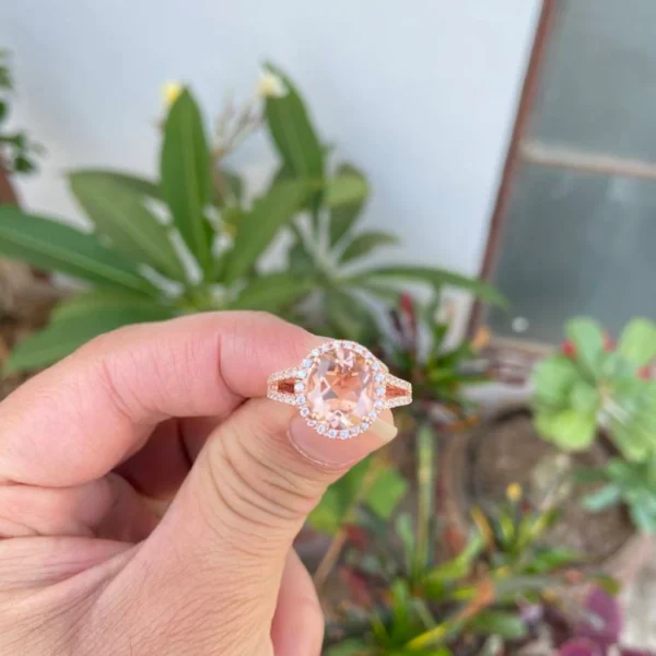 925 Silver Oval Morganite Ring