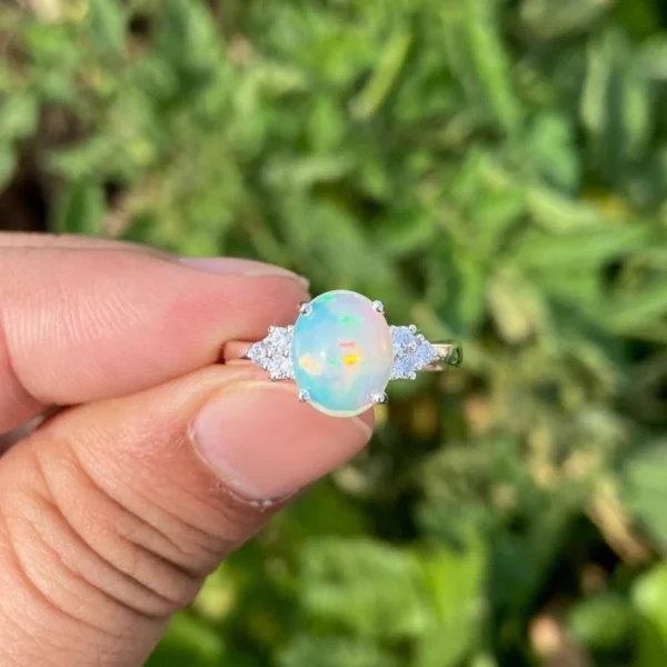 925 Silver Oval Opal Ring