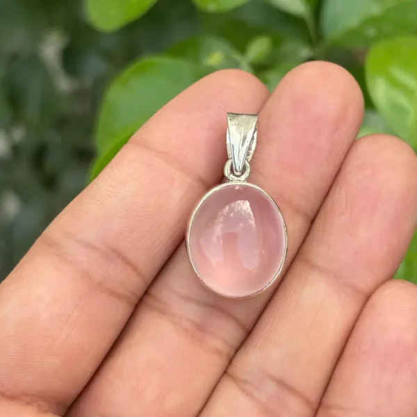 925 Silver Oval Rose Quartz Necklace