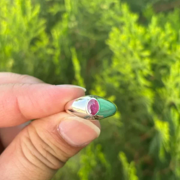 925 Silver Oval Ruby Ring