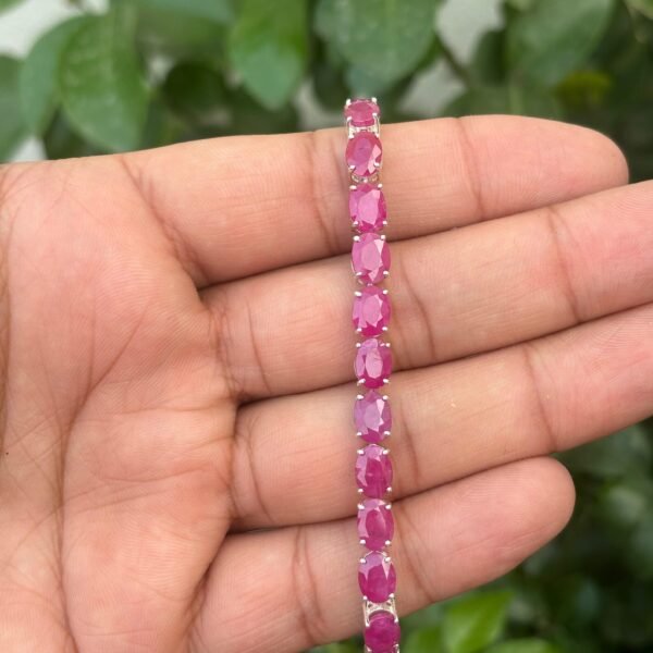 925 Silver Oval Ruby Tennis Bracelet