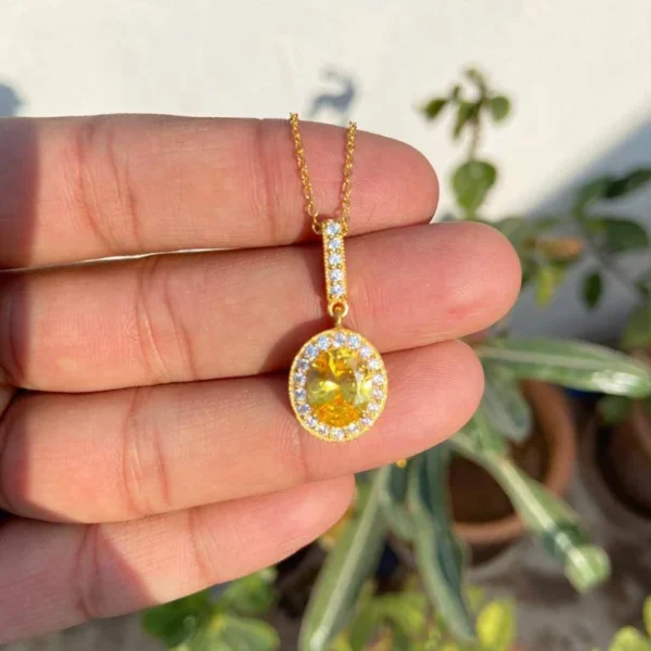 925 Silver Oval Sapphire Necklace