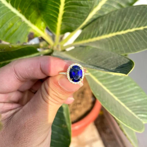 925 Silver Oval Sapphire Ring