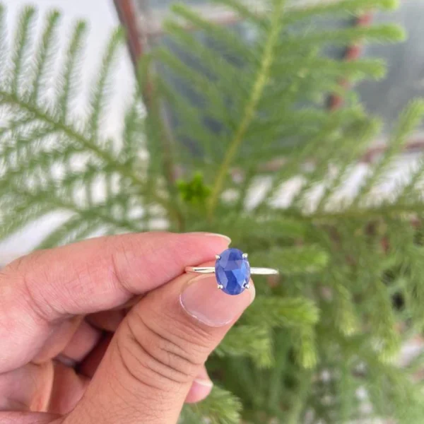 925 Silver Oval Sapphire Ring