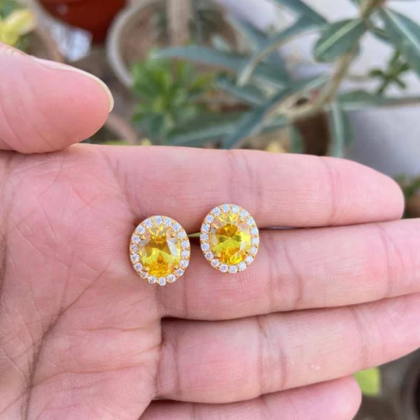 925 Silver Oval Sapphire Stud Earrings