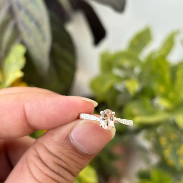 925 Silver Peach Morganite Ring