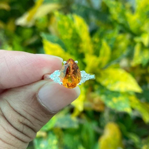 925 Silver Pear Citrine Ring