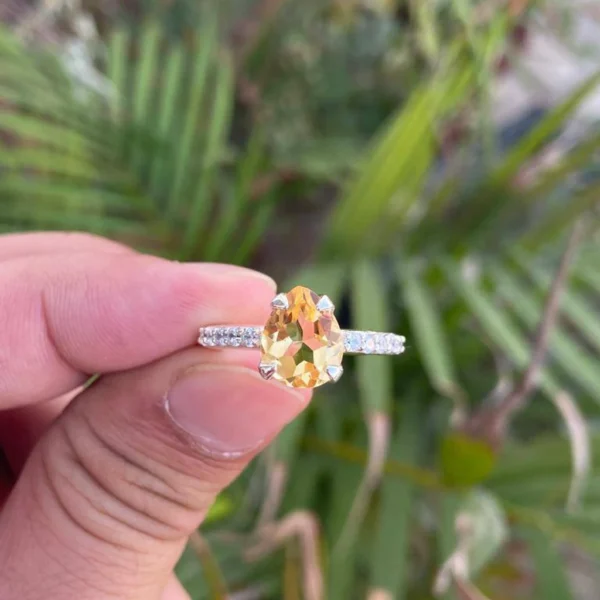 925 Silver Pear Citrine Ring