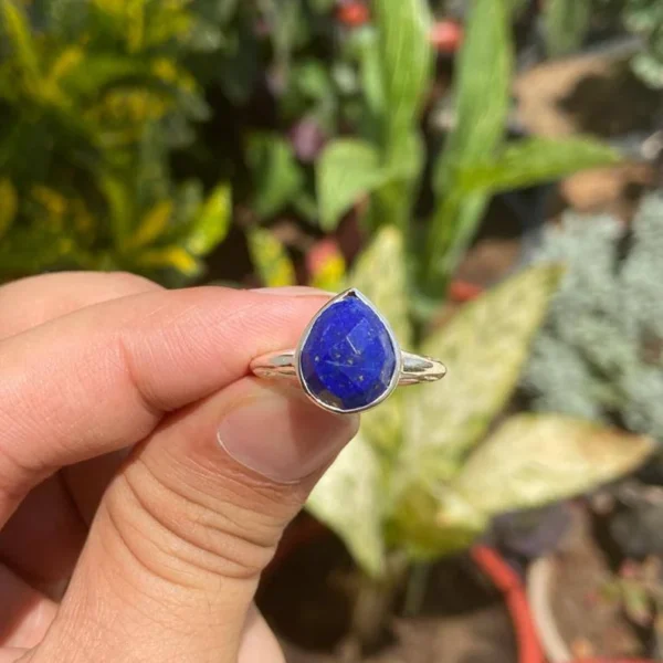 925 Silver Pear Lapis Lazuli Ring
