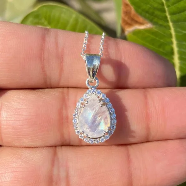 925 Silver Pear Moonstone Necklace