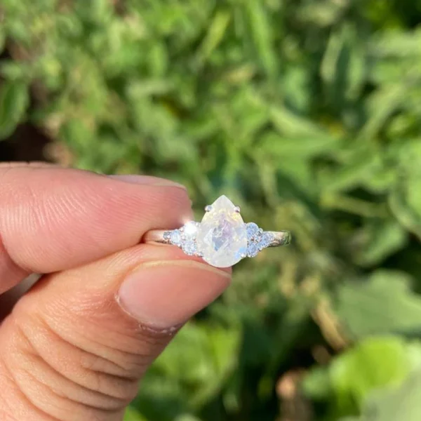 925 Silver Pear Moonstone Ring
