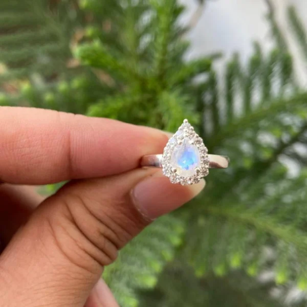 925 Silver Pear Moonstone Ring