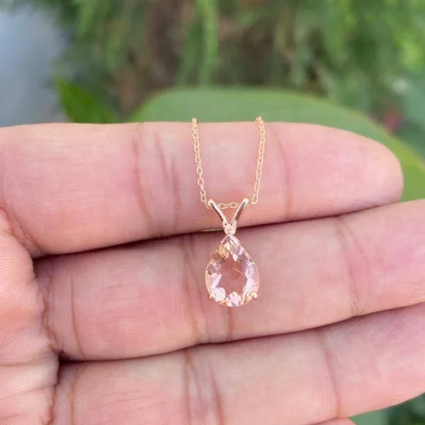925 Silver Pear Morganite Necklace