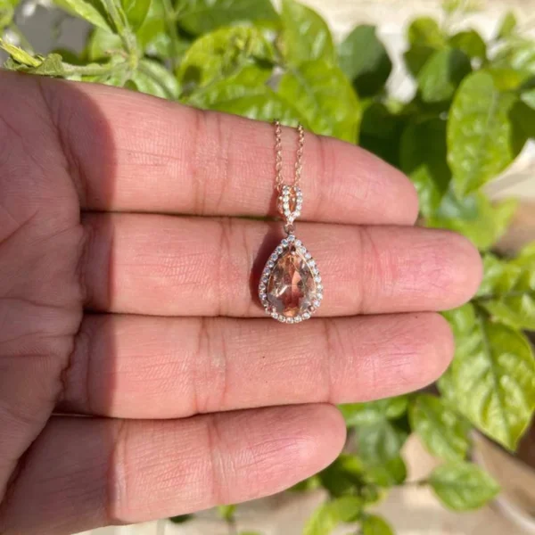 925 Silver Pear Morganite Necklace