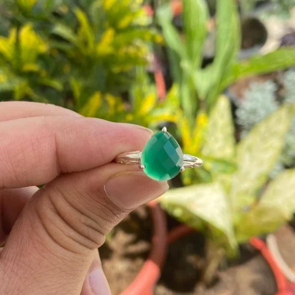 925 Silver Pear Onyx Ring