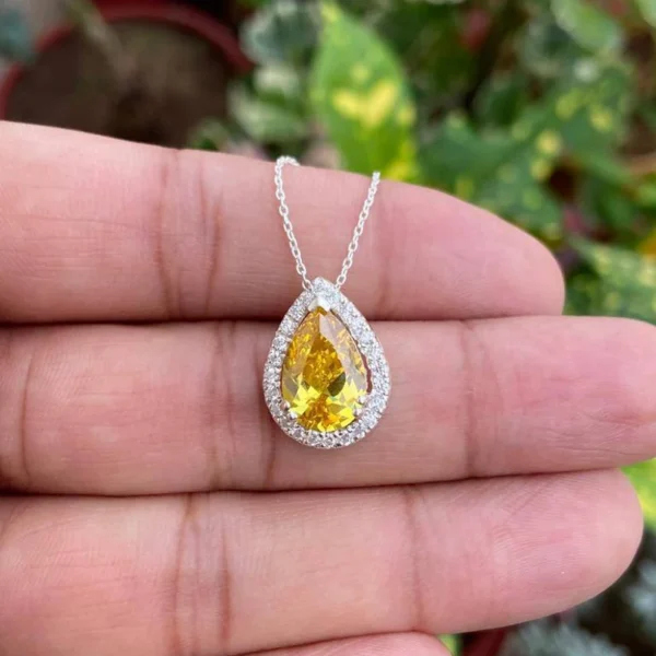 925 Silver Pear Sapphire Necklace