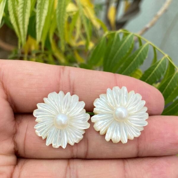 925 Silver Pearl Floral Stud Earrings