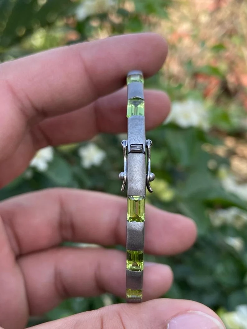 925 Silver Peridot Bangle Bracelet 4