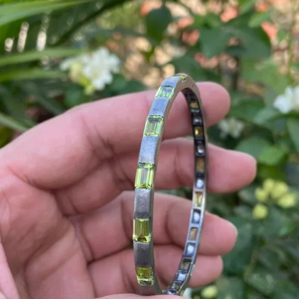 925 Silver Peridot Bangle Bracelet