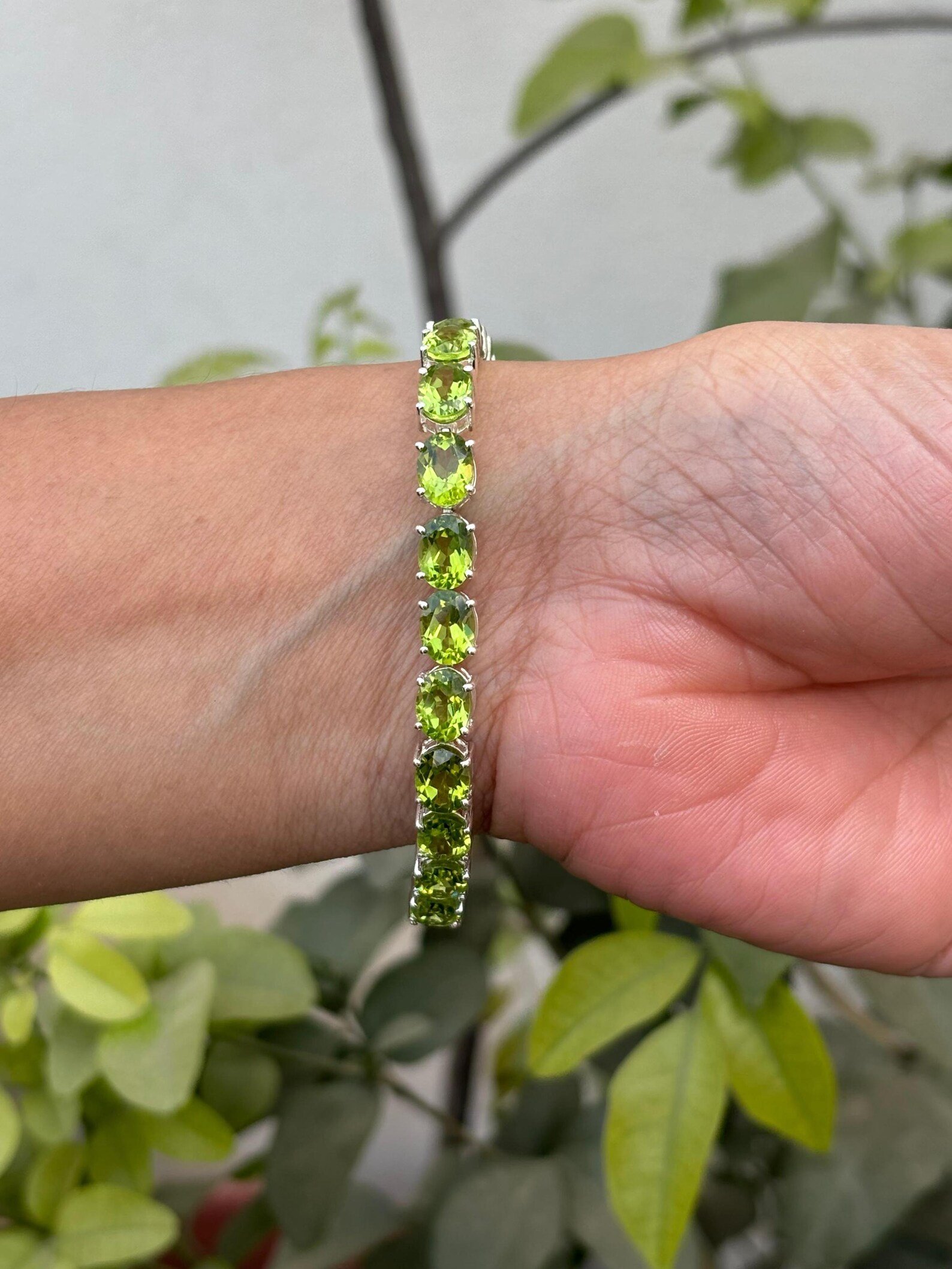 925 Silver Peridot Tennis Bracelet 3