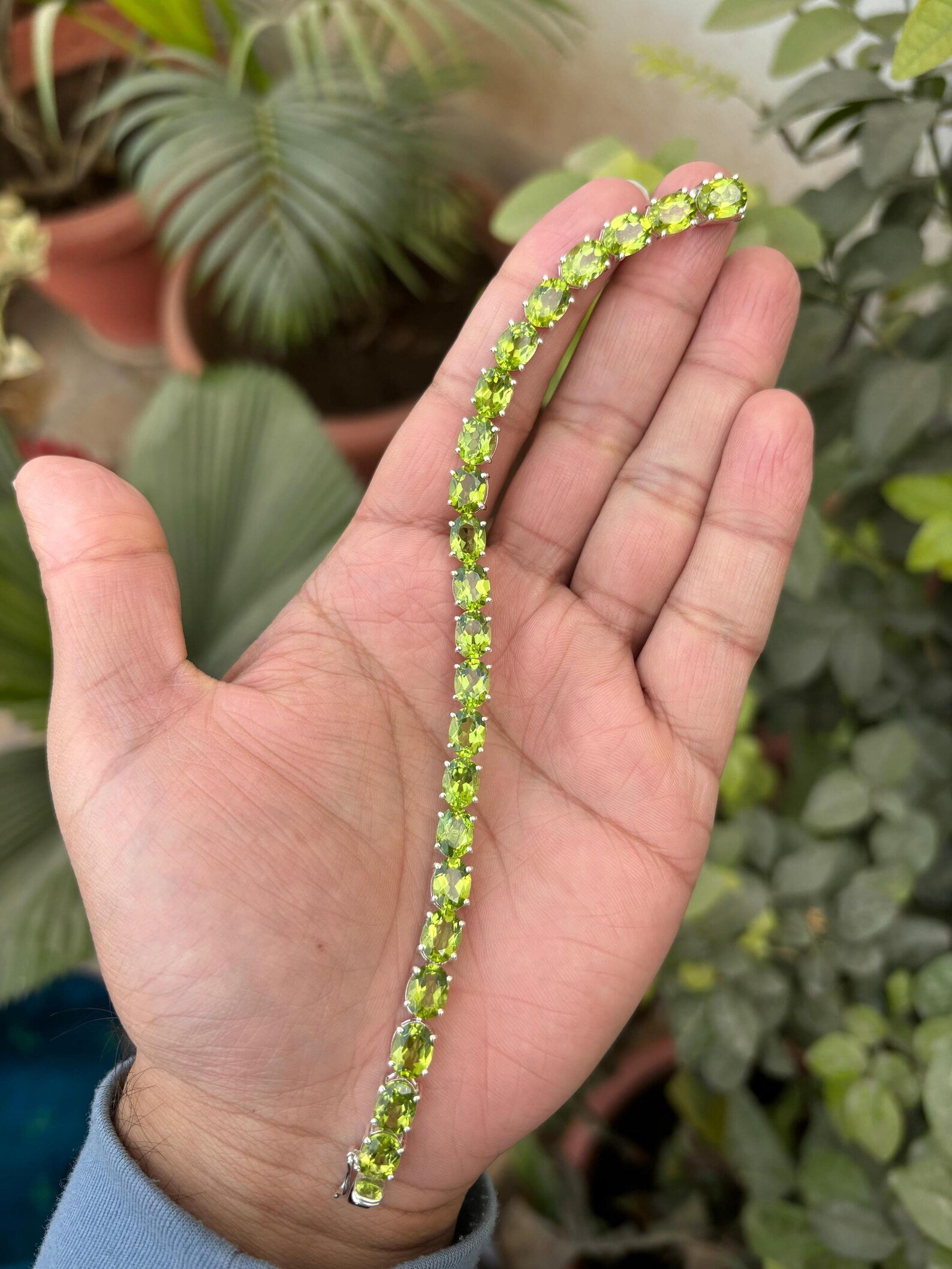 925 Silver Peridot Tennis Bracelet 4