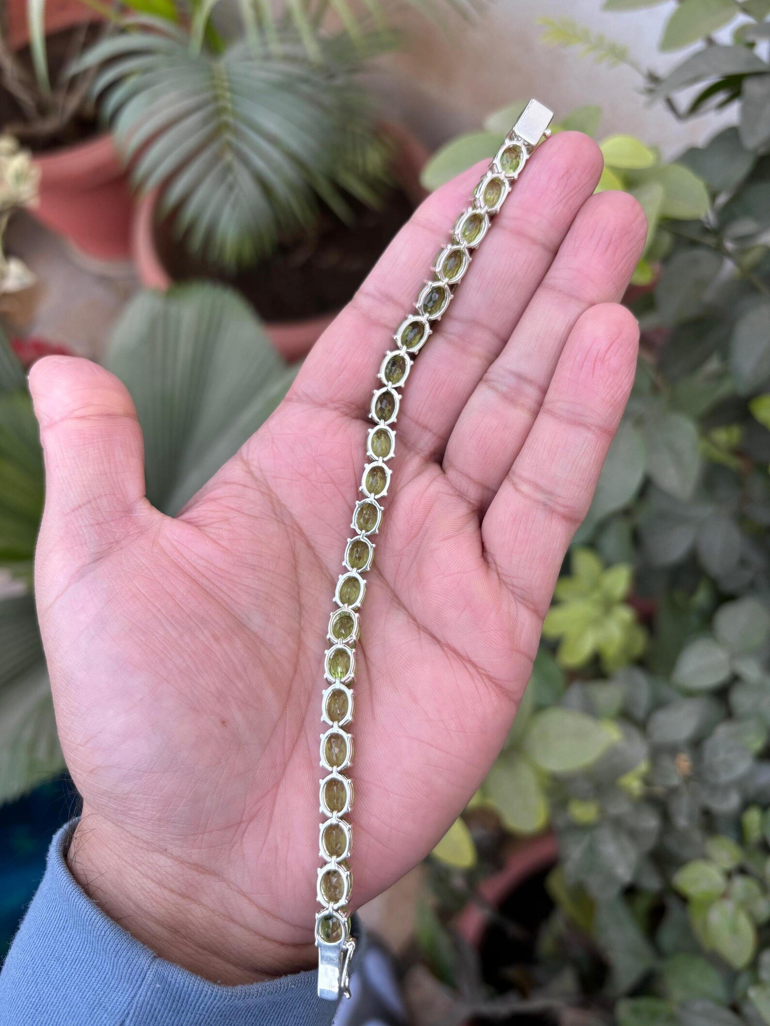 925 Silver Peridot Tennis Bracelet 5