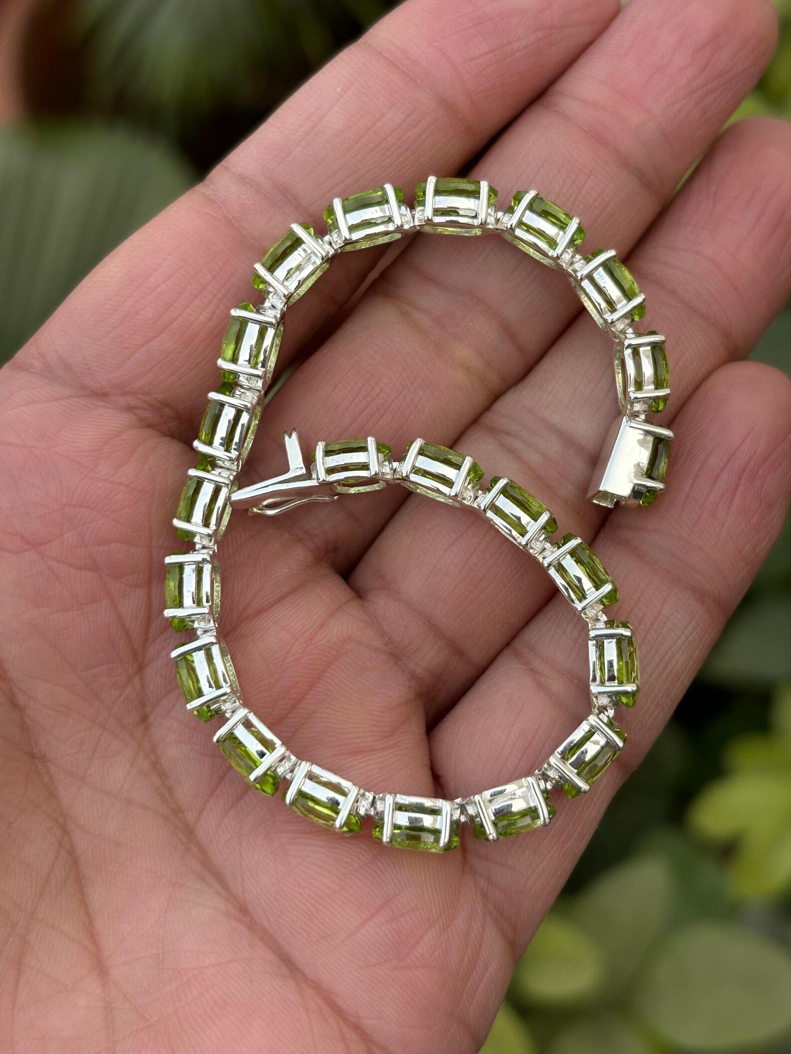 925 Silver Peridot Tennis Bracelet 6