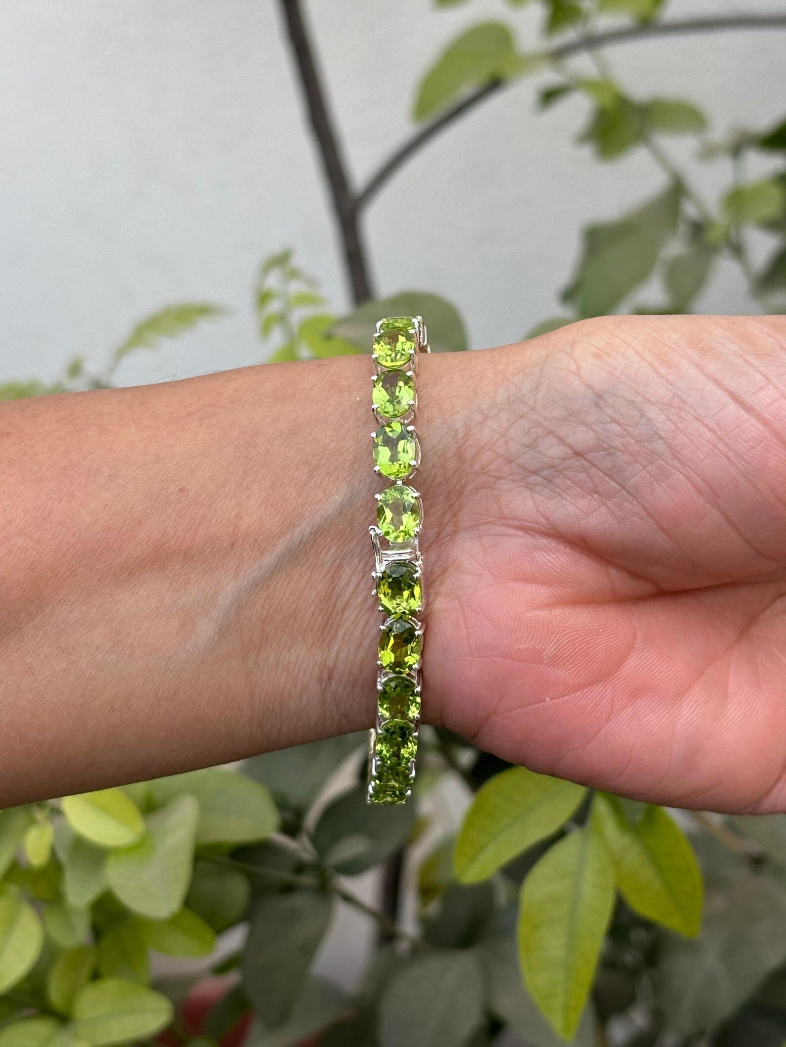 925 Silver Peridot Tennis Bracelet 7