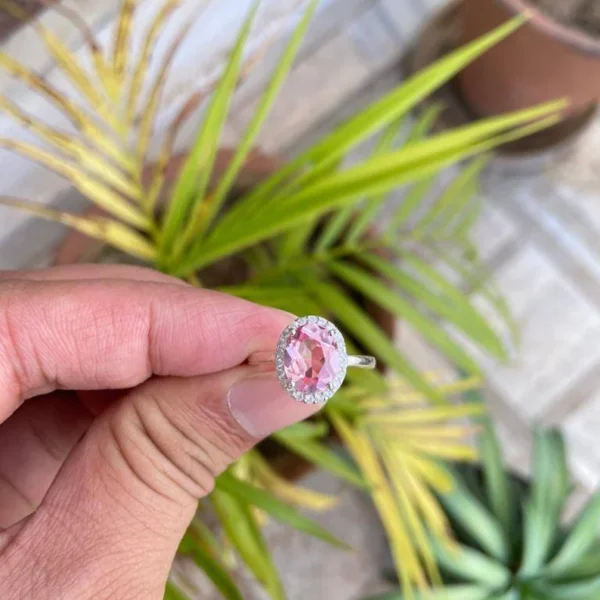925 Silver Pink Morganite Ring