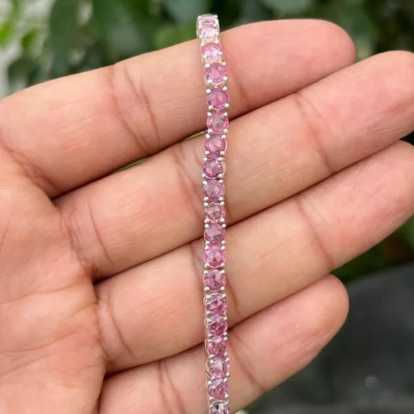 925 Silver Pink Sapphire Tennis Bracelet