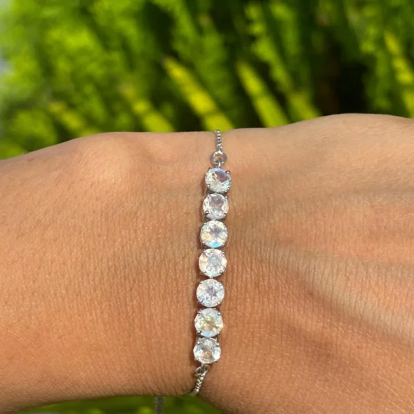 925 Silver Rainbow Moonstone Chain Bracelet