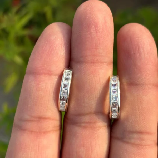 925 Silver Rainbow Moonstone Hoop Earrings