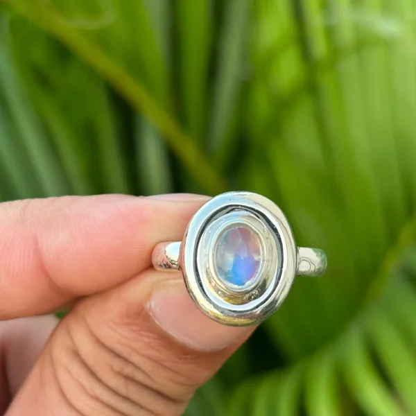 925 Silver Rainbow Moonstone Ring
