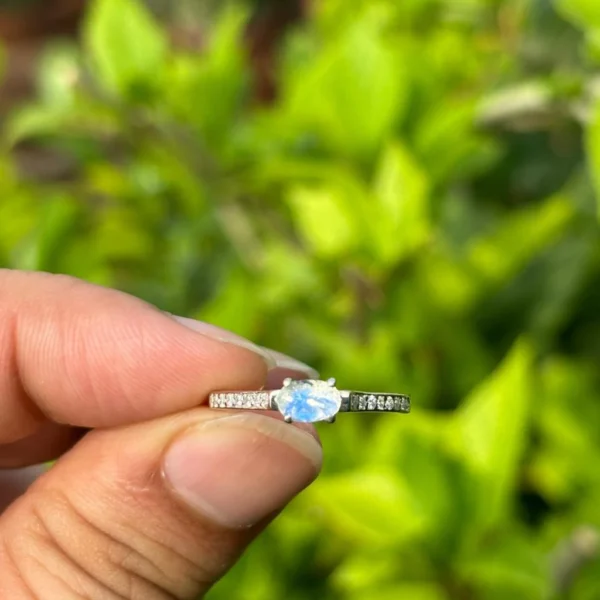 925 Silver Rainbow Moonstone Ring