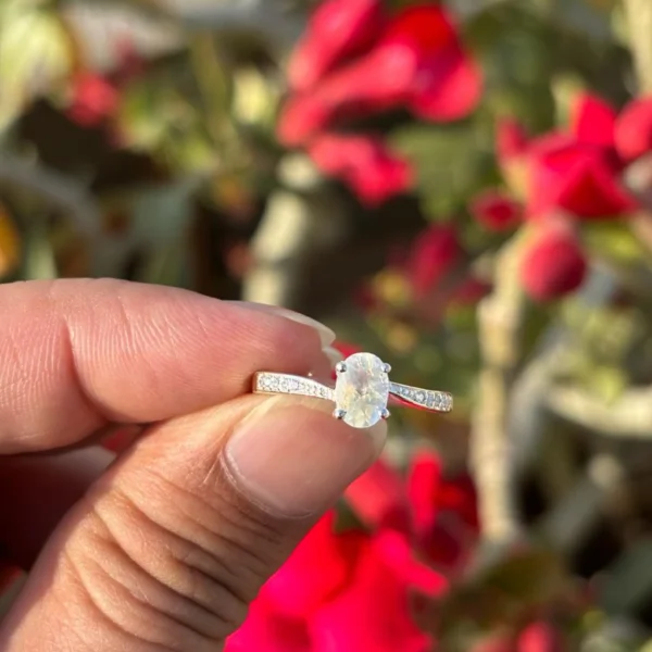 925 Silver Rainbow Moonstone Ring
