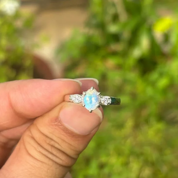 925 Silver Rainbow Moonstone Ring