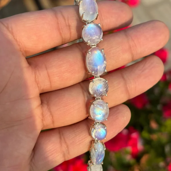 925 Silver Rainbow Moonstone Tennis Bracelet