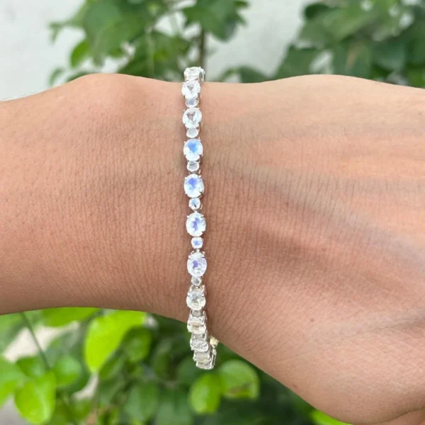 925 Silver Rainbow Moonstone Tennis Bracelet
