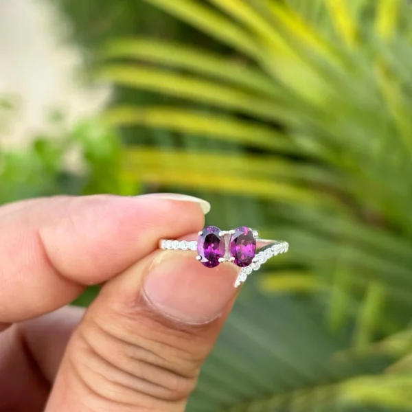 925 Silver Rhodolite Garnet Ring