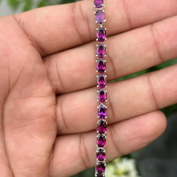 925 Silver Rhodolite Garnet Tennis Bracelet
