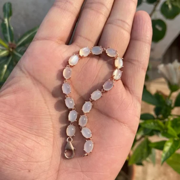 925 Silver Rose Gold Moonstone Bracelet