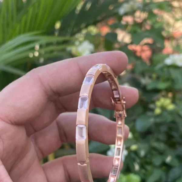 925 Silver Rose Quartz Bangle Bracelet