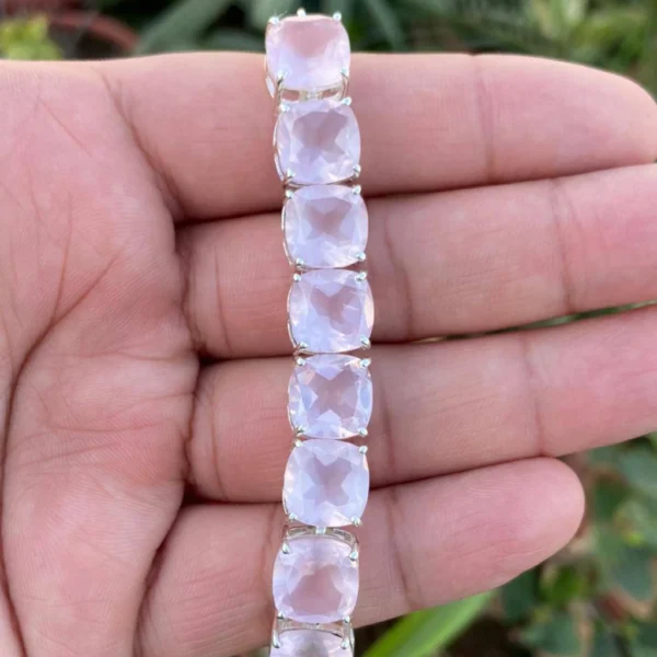925 Silver Rose Quartz Bracelet