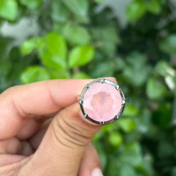 925 Silver Rose Quartz Cocktail Ring