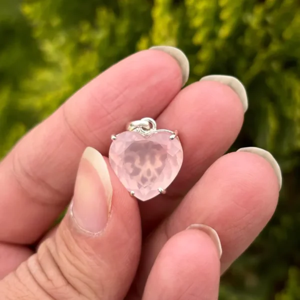925 Silver Rose Quartz Heart Pendant
