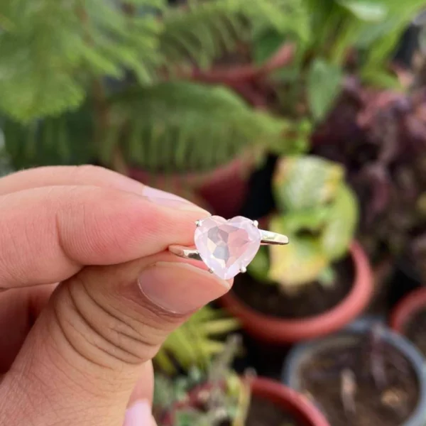 925 Silver Rose Quartz Heart Ring