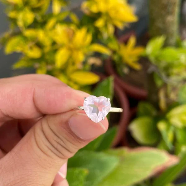 925 Silver Rose Quartz Heart Ring