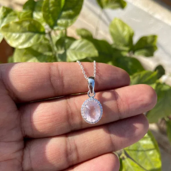925 Silver Rose Quartz Necklace