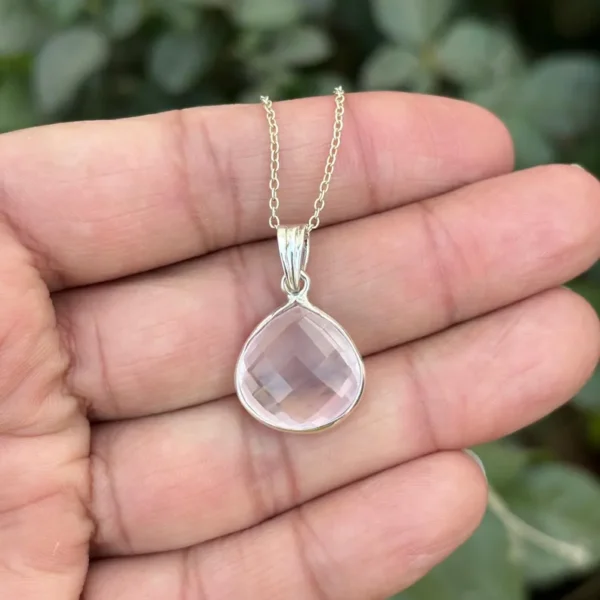 925 Silver Rose Quartz Necklace