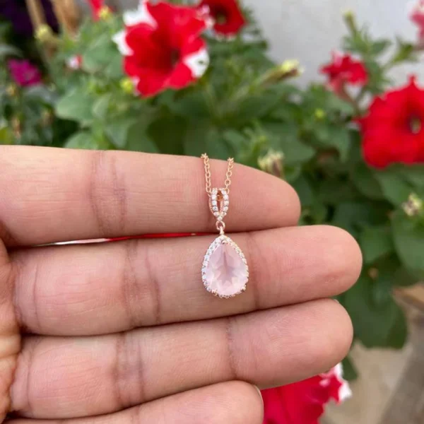 925 Silver Rose Quartz Necklace
